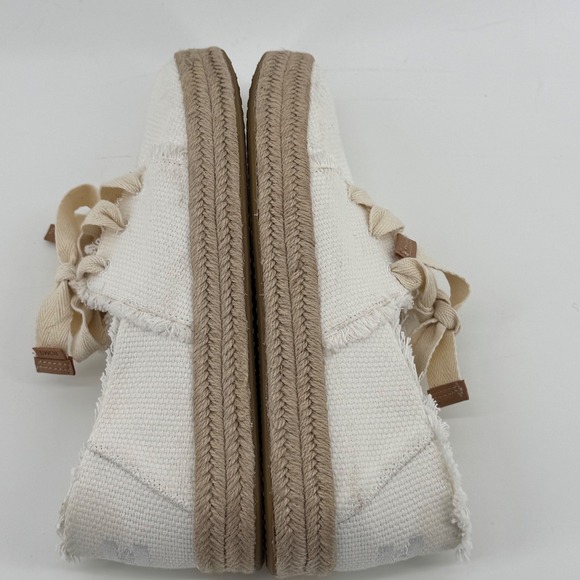 TOMS NWOT Boho Chic Carolina Lace-up White Fabric Hipster Preppy Espadrille S10 - Picture 6 of 7
